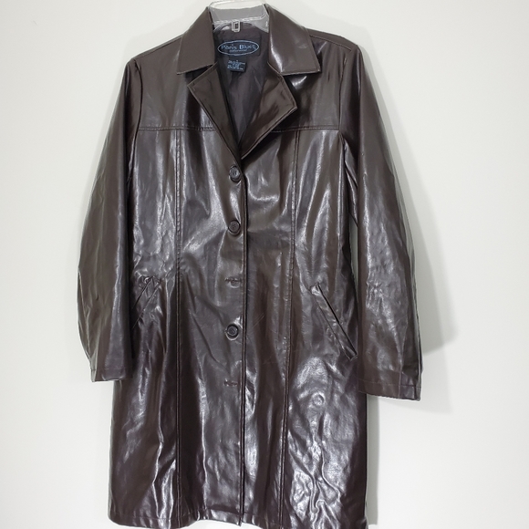 Paris Blues Jackets & Blazers - Paris Blues Shinny Chocolate Leather-look, Large